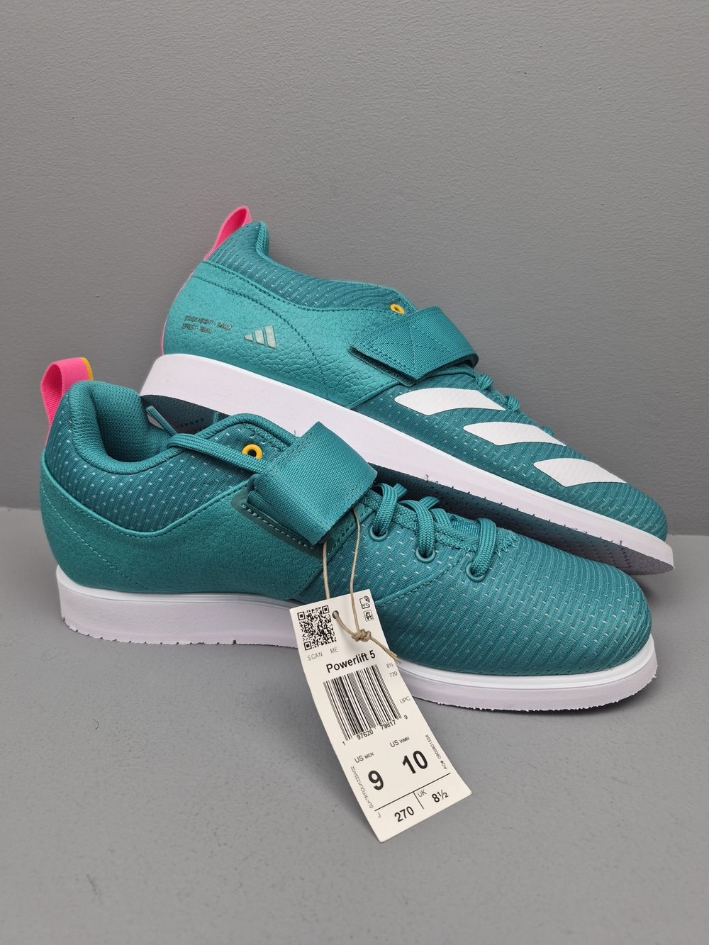 adidas Powerlift 5 Women's sz 9 Weightlifting Low Top Lace + Hook & Loop Teal